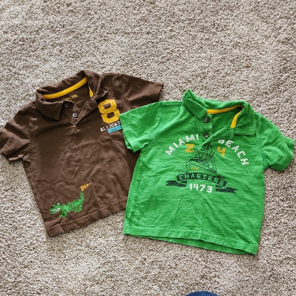 Kids Polo Shirts - Green and Brown